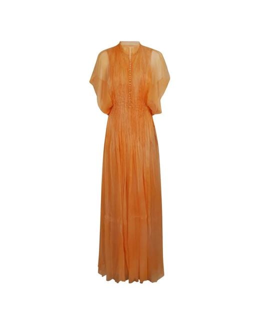 Ermanno Scervino Orange Buttoned Maxi Dress