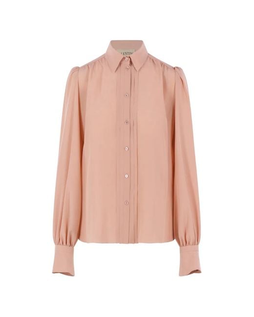 Valentino Garavani Pink Chemise En Soie À Plastron Plissé