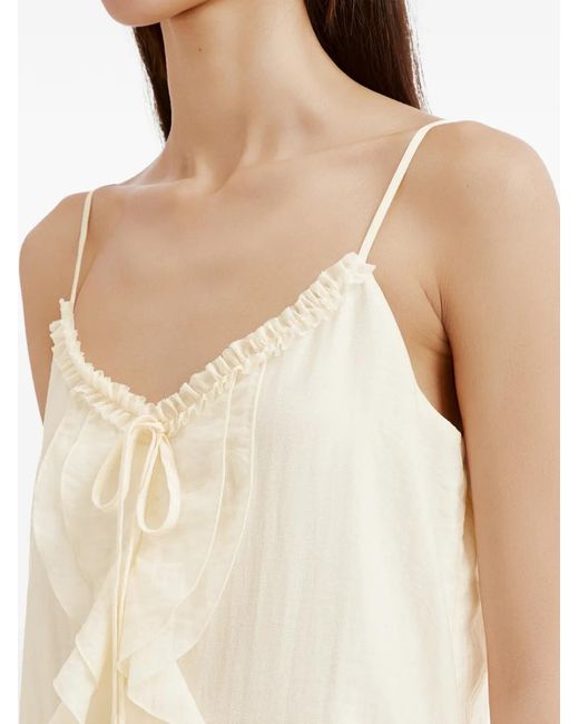 B+ AB White Ruffled Pleated Mini Dress