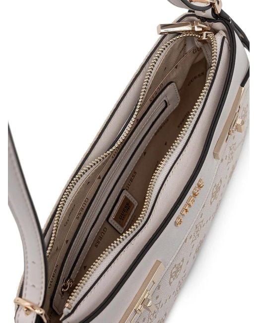 Guess White Monogram Hardware Tote Bag