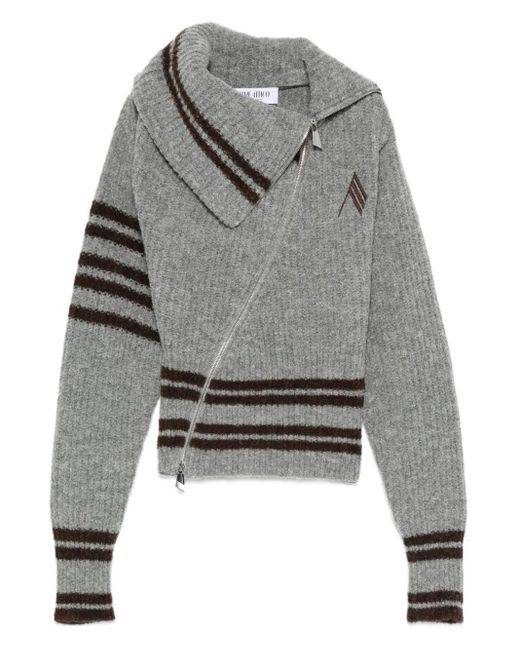 The Attico Gray Gestreifter Cardigan