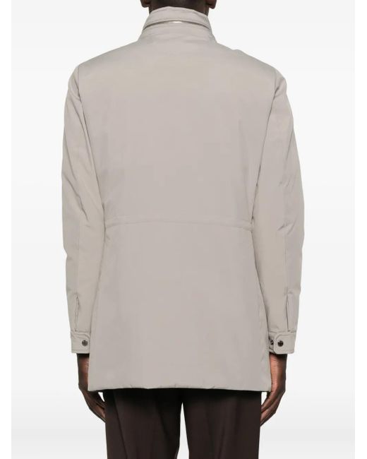 Moorer Gray High-Neck Buttoned Coat for men
