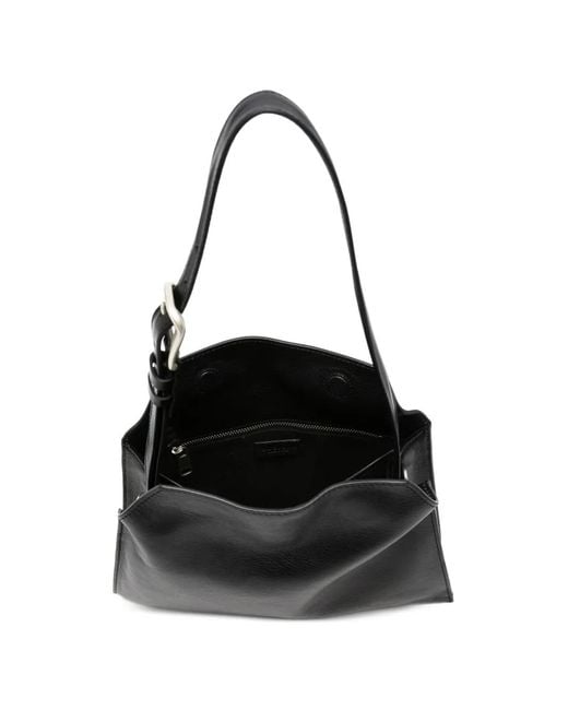 Orciani Black Small Trinity Soft Buckle-Detail Logo-Lettering Tote Bag