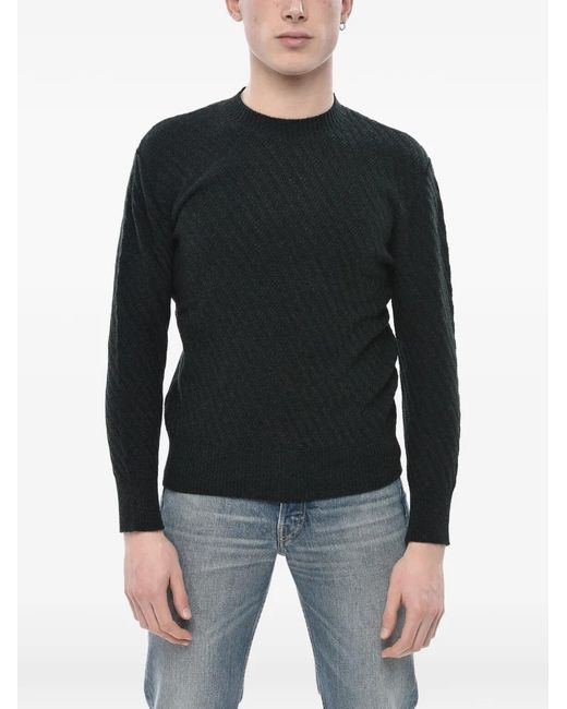 Paolo Pecora Black Textured-Knit Wool Sweater for men