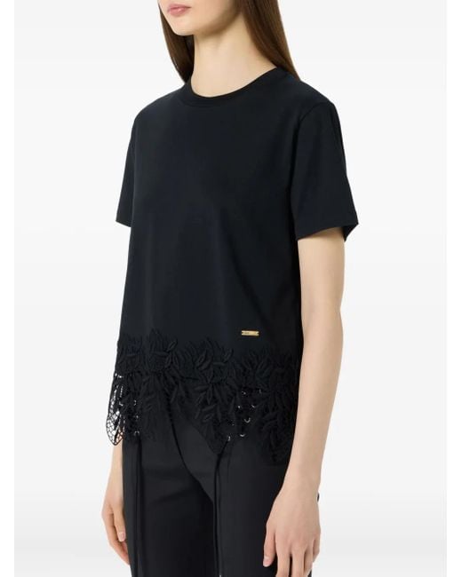 Blumarine Black Lace-Trim T-Shirt