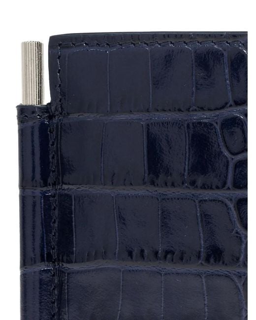 Tom Ford Blue Crocodile-Effect Card Holder for men