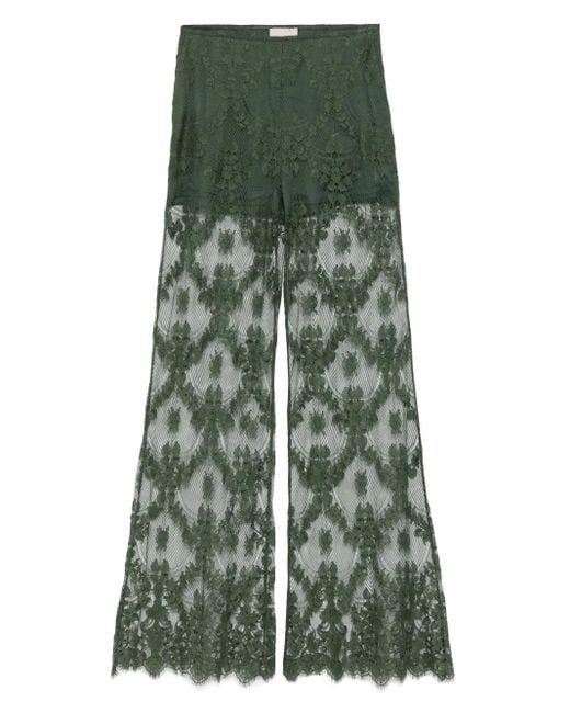 Elie Saab Green Silk Trousers
