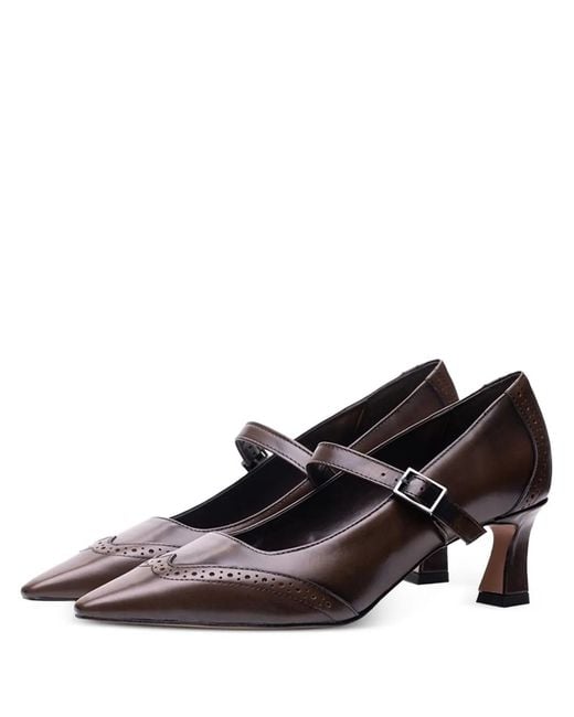Poche Paris Black Buckle-Strap Pumps