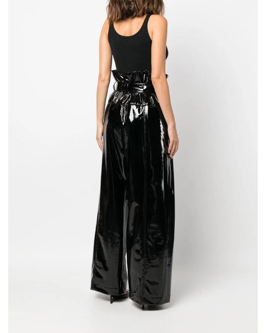 Philosophy Di Lorenzo Serafini Black High-Shine Wide-Leg Trousers