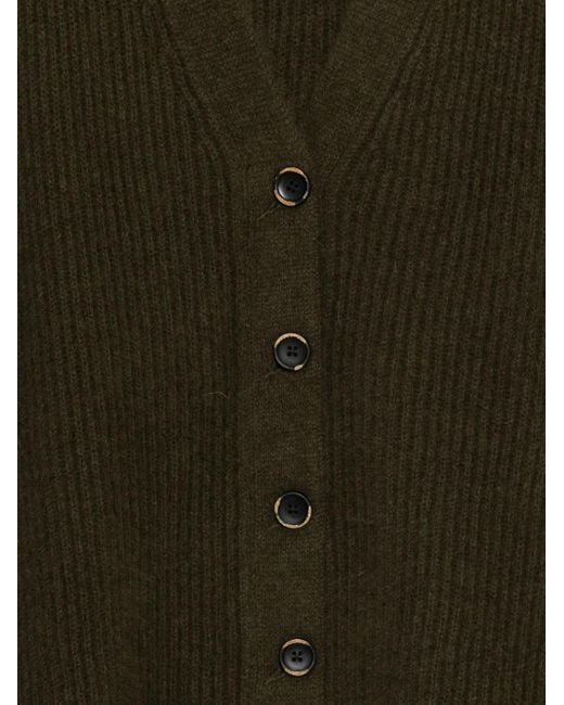 Uma Wang Green V-Neck Wool Cardigan