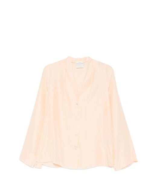 Forte_forte Natural V-Neck Silk Shirt