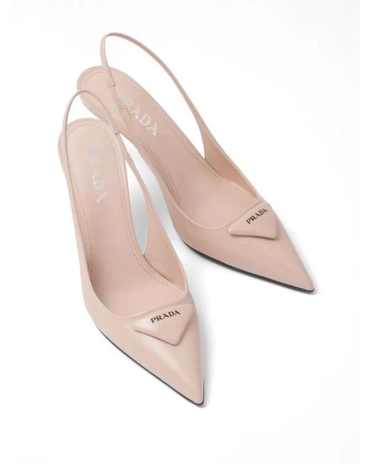 Prada Natural Brushed Leather Slingbacks 75