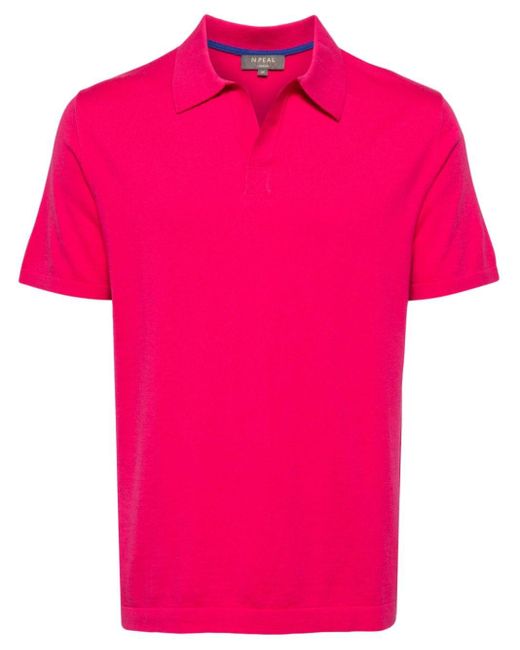 メンズ N.Peal Cashmere ファインニット ポロシャツ Pink