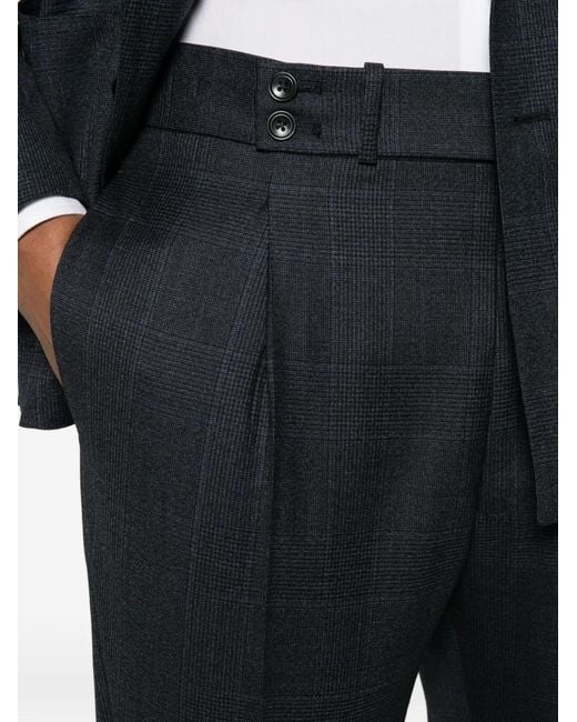 Tagliatore Blue Double-Breasted Check Suit for men