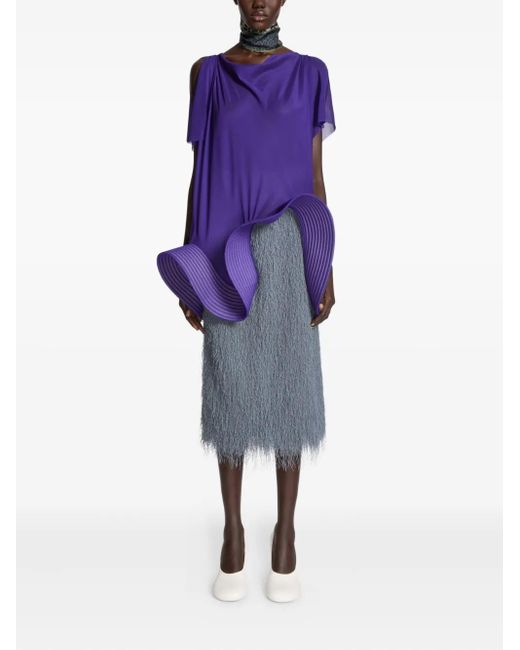 Dries Van Noten Blue Fringed Skirt