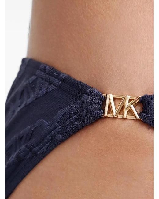 MICHAEL Michael Kors Blue Logo-Pattern Bikini Bottoms