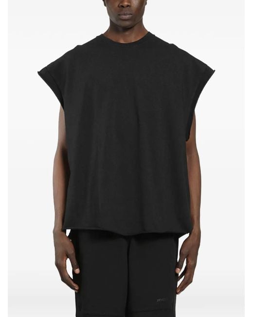 Roadless Black Raw-Edge Sleeveless T-Shirt for men