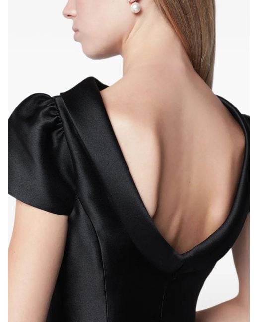 Self-Portrait Black Collared Puff-Sleeve Mini Dress
