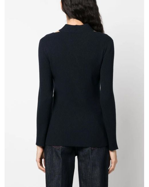 Fabiana Filippi Black Cut-Out Cable-Knit Detail Jumper
