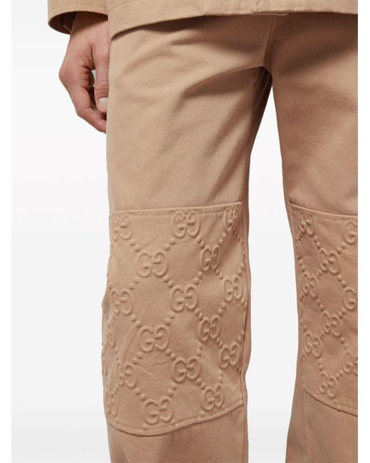 Gucci Natural Monogram-embossed Straight-leg Jeans for men
