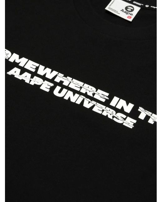 Aape By A Bathing Ape Black Graphic-Print T-Shirt for men