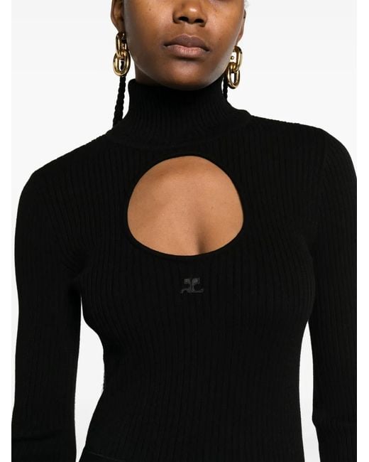 Pull À Logo Brodé Courreges en coloris Black