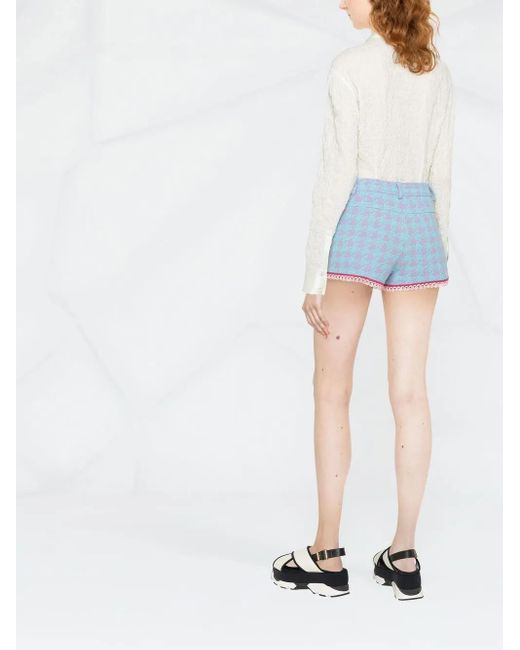 Moschino Blue Houndstooth-Print Short Shorts