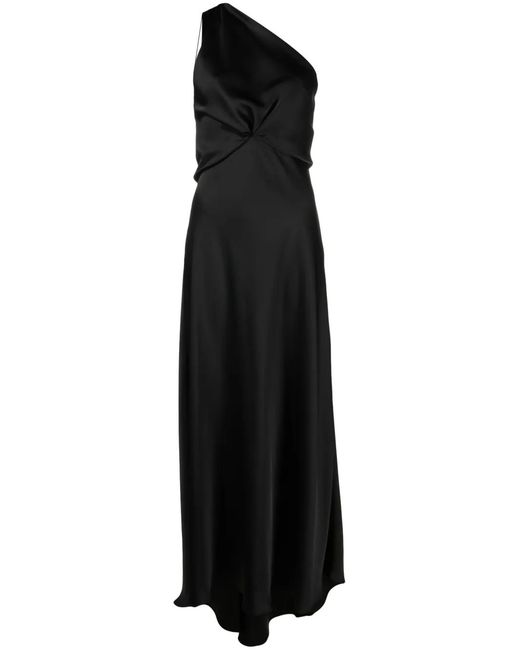 Philosophy Di Lorenzo Serafini Black One-Shoulder Backless Satin Maxi Dress