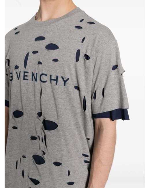 メンズ Givenchy ダメージ Tシャツ Gray