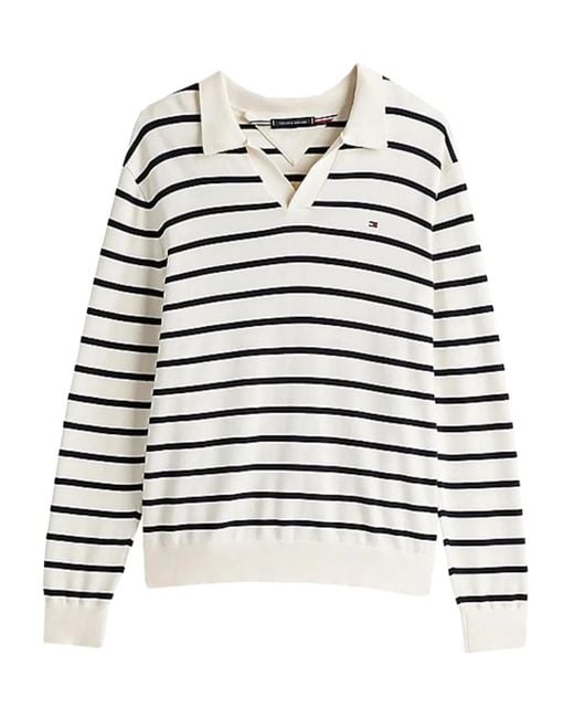 メンズ Tommy Hilfiger ストライプ ロングtシャツ White