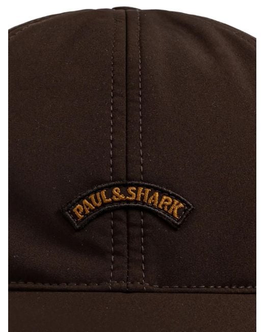 Paul & Shark Brown Logo-Patch Elasticated-Back Cap for men