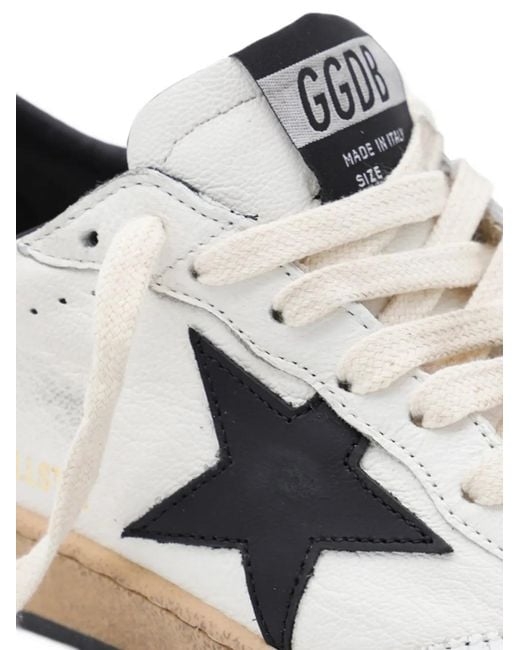 Golden Goose Deluxe Brand White Baskets Ball Star En Nappa Avec Étoile Noire Et Talon Noir