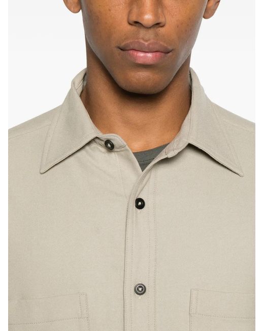 Cellar Door Natural Chest-Pocket Button Wool Shirt for men