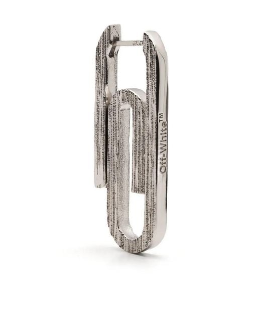 Off-White c/o Virgil Abloh White Paperclip Ridged Earring for men