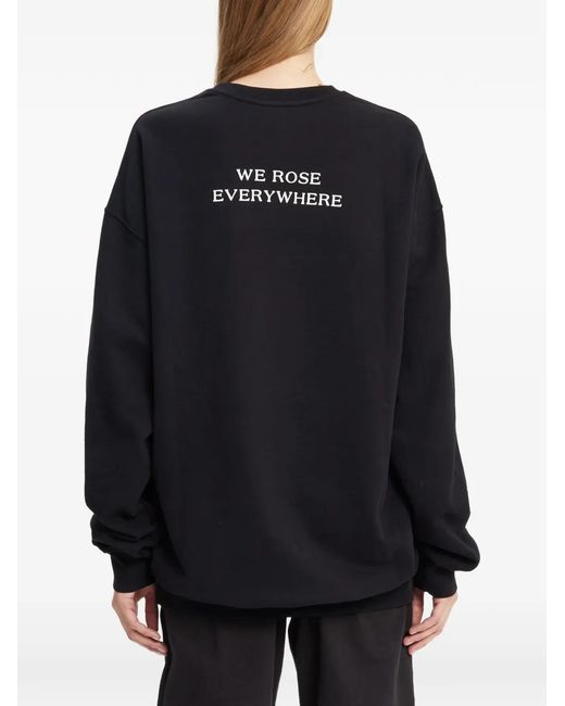 Ann Demeulemeester Black Slogan-Print Brushed Sweatshirt
