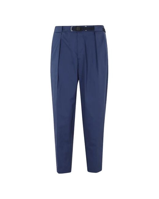 White Sand Blue Belted Pleated Trousers for men