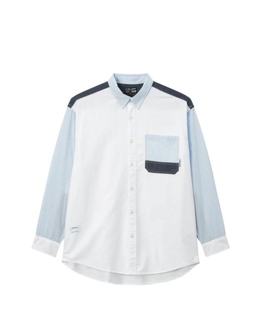 Izzue White Panelled Pinstriped Shirt for men