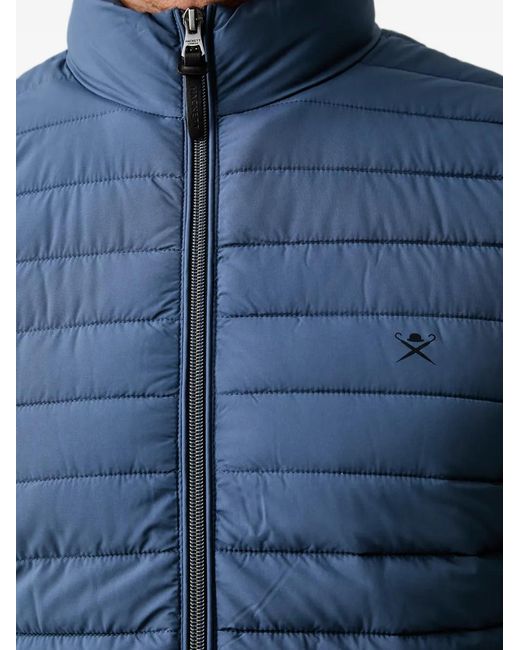 Hackett Blue Quilted Zip-Detail Gilet for men
