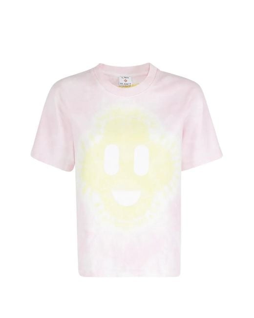 Casablanca White Tie-Dye Smiley-Motif T-Shirt