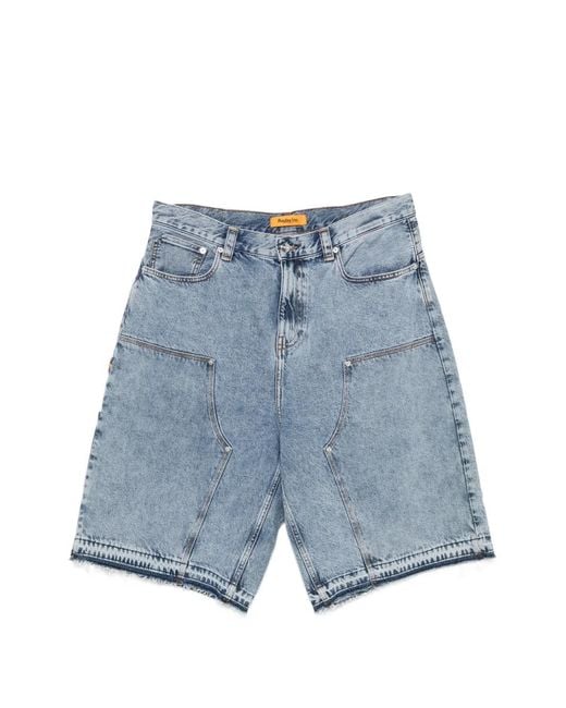 Replay Blue Short À Bords Effilochés for men