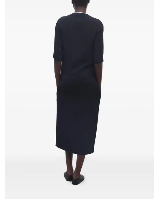 The Row Black Short-Sleeved Shift Dress