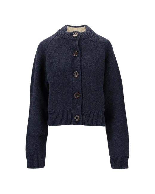 B.B. Wallace Blue Button-Fastening Raglan-Sleeve Cardigan