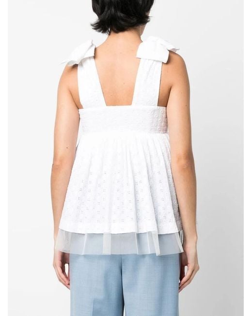 Viktor & Rolf White Flared Sleeveless Blouse