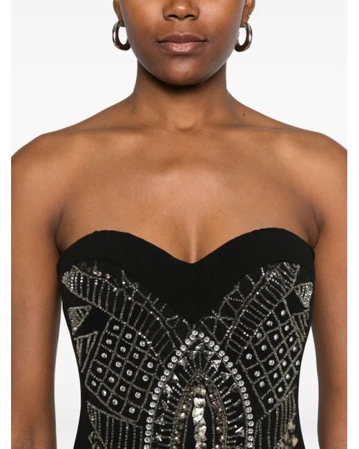 Gemy Maalouf Black Embellished Strapless Mini Dress