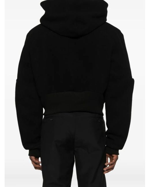 Rick Owens Black Hooded Zip-Up Jacket for men