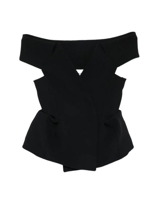 Khaite Black Verone Cut-Out Blouse