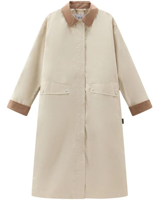 Woolrich Natural Single-Breasted Two-Tone Coat