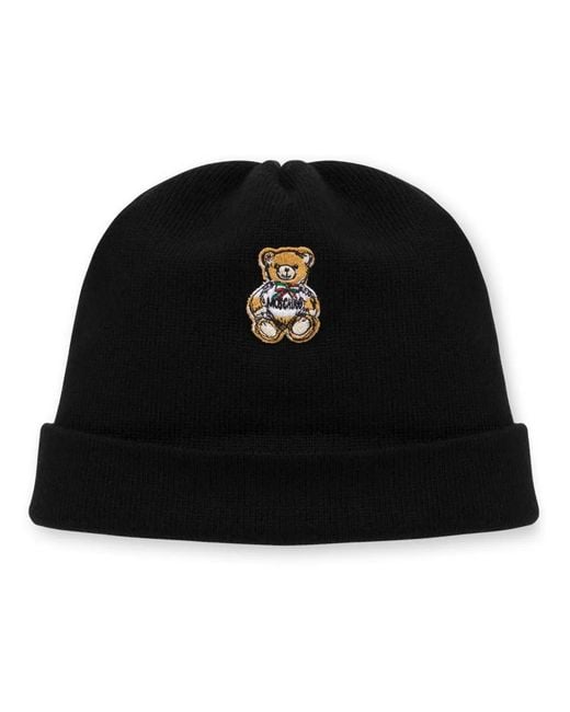 Moschino Black Teddy Bear Virgin Wool Beanie for men