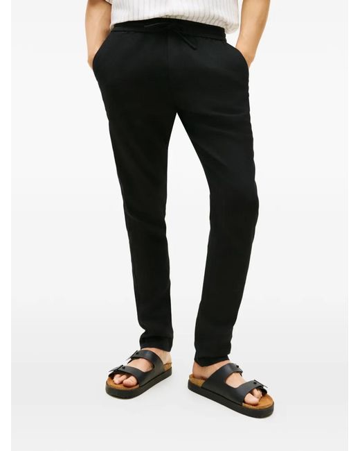 Tommy Hilfiger Black Drawstring Elasticated-Waist Trousers for men