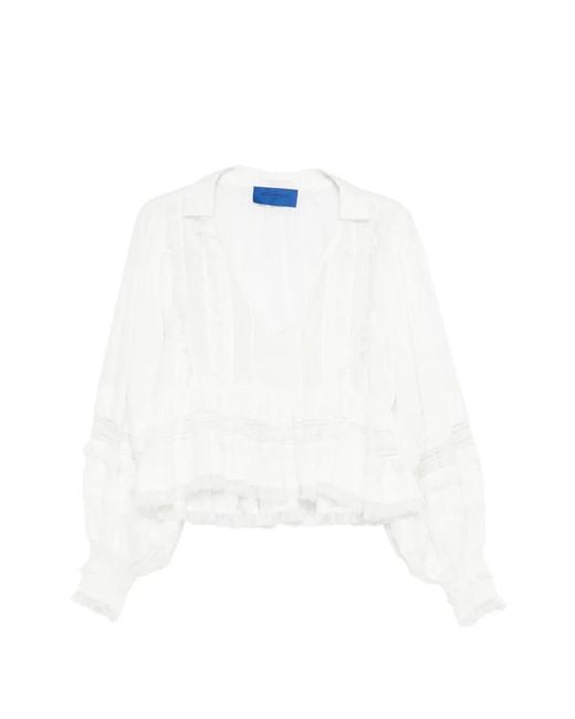Mes Demoiselles White Ruffled Top Blouse